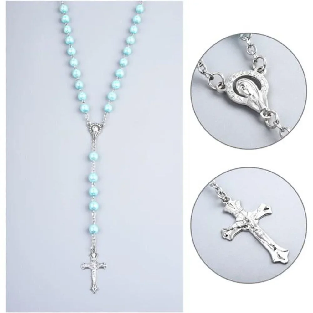 Blue Rosary Beads with Vintage Keepsake Box – Royal Blue Gemstone Accent